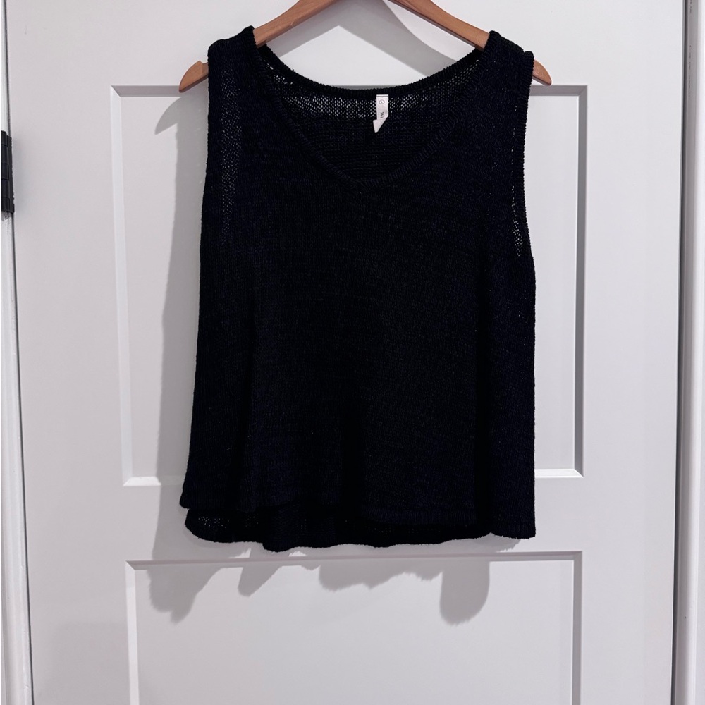 Chic Black Sleeveless Knit Top and Short Set